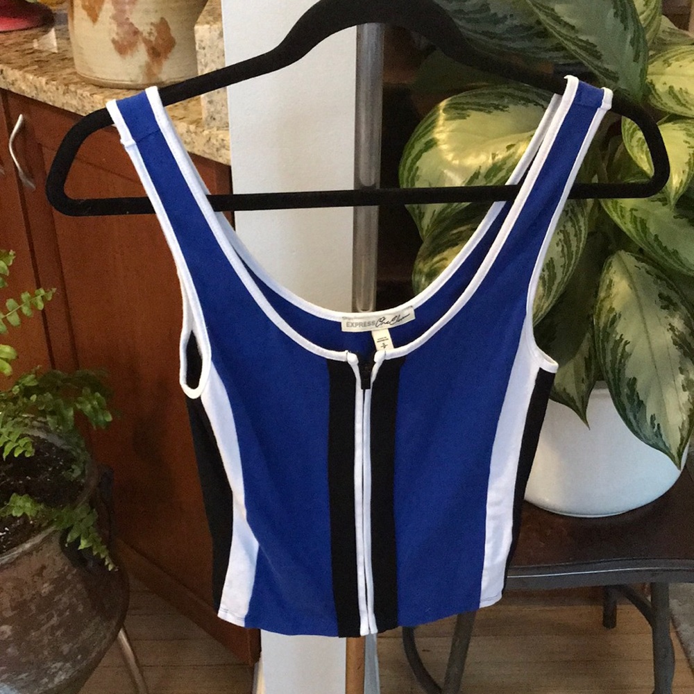 Express Y2k Zip Up Vertical Striped Color Block C… - image 3